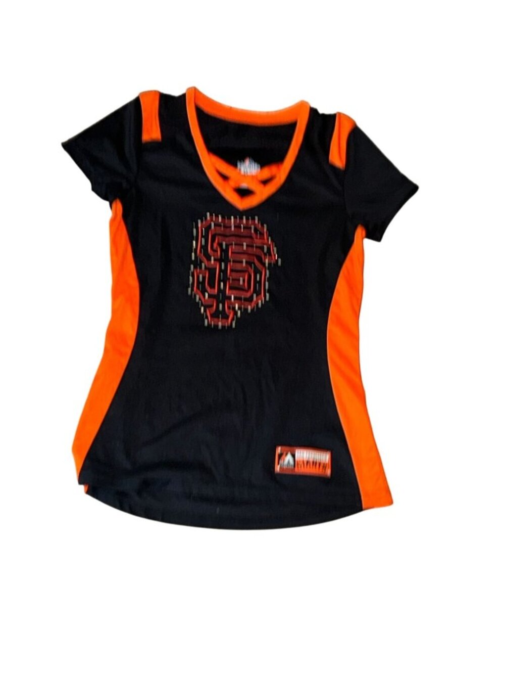 Majestic Fan Fashion San Francisco Giants Womens T-Shirt S Black & Orange Cotton